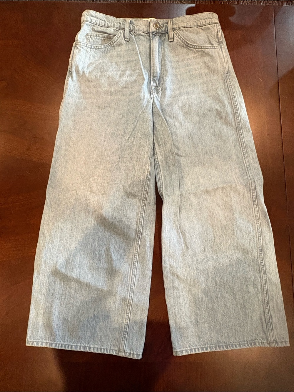 Frame Denim Women's Light Blue Cropped Wide-Leg Jeans